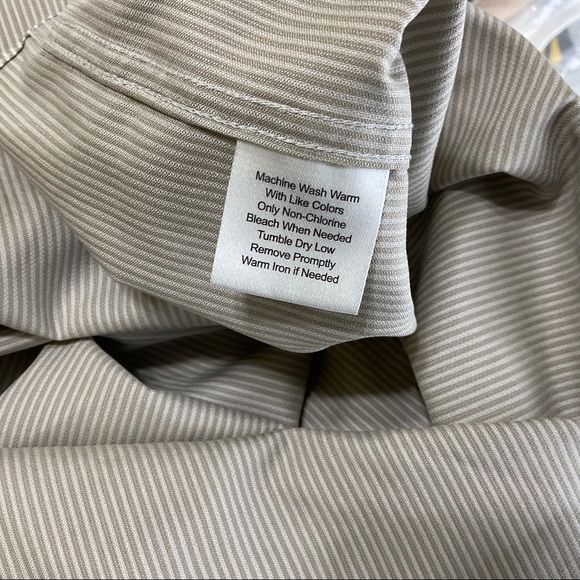 Pronto Uomo Mens Size 20 Button Front Beige Striped Shirt With Pocket No… - Picture 5 of 5